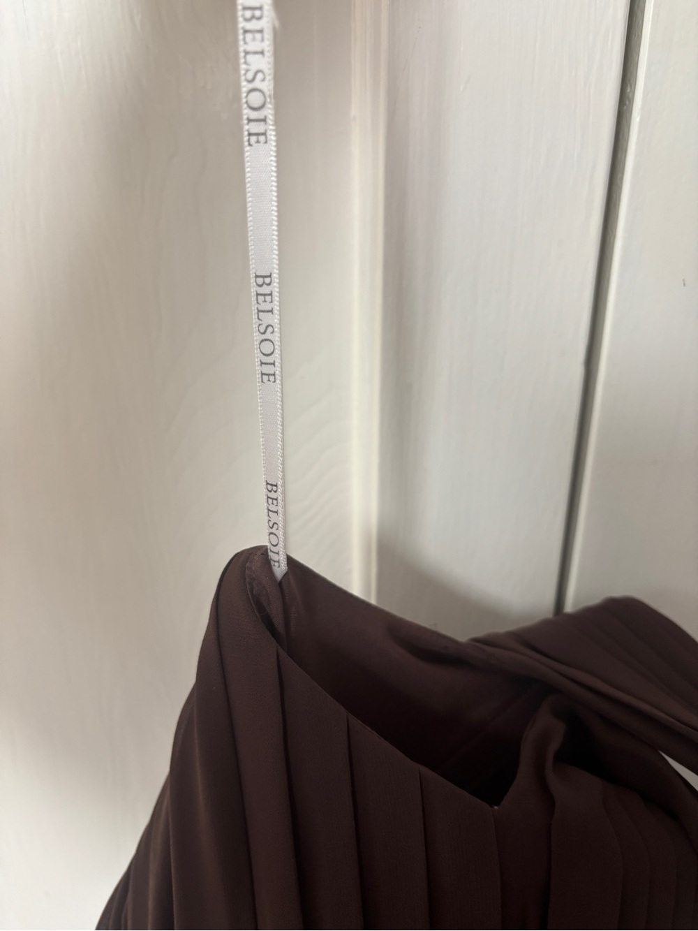 Belsoie Chiffon Criss Cross Brown V-Neck Sleeveless Midi Dress Maternity Size 20 - Picture 5 of 7